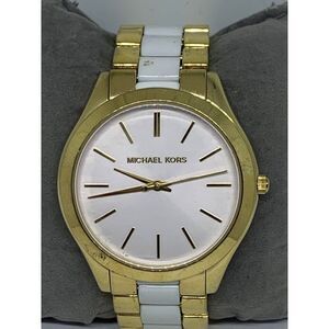 Michael Kors MK4295 Women's Two Tone Analog White Dial Quartz Wrist Watch GE188